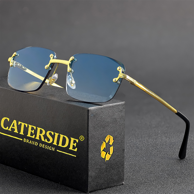 Art Craft Glasses - CATERSIDE Retro Carving Rimless Metal Frame