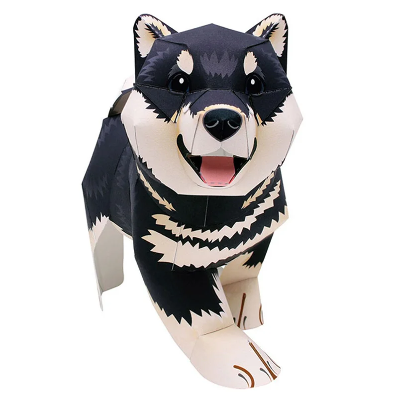 Art Craft With Cardboard - Black Shiba Inu Dog Handmade Origami