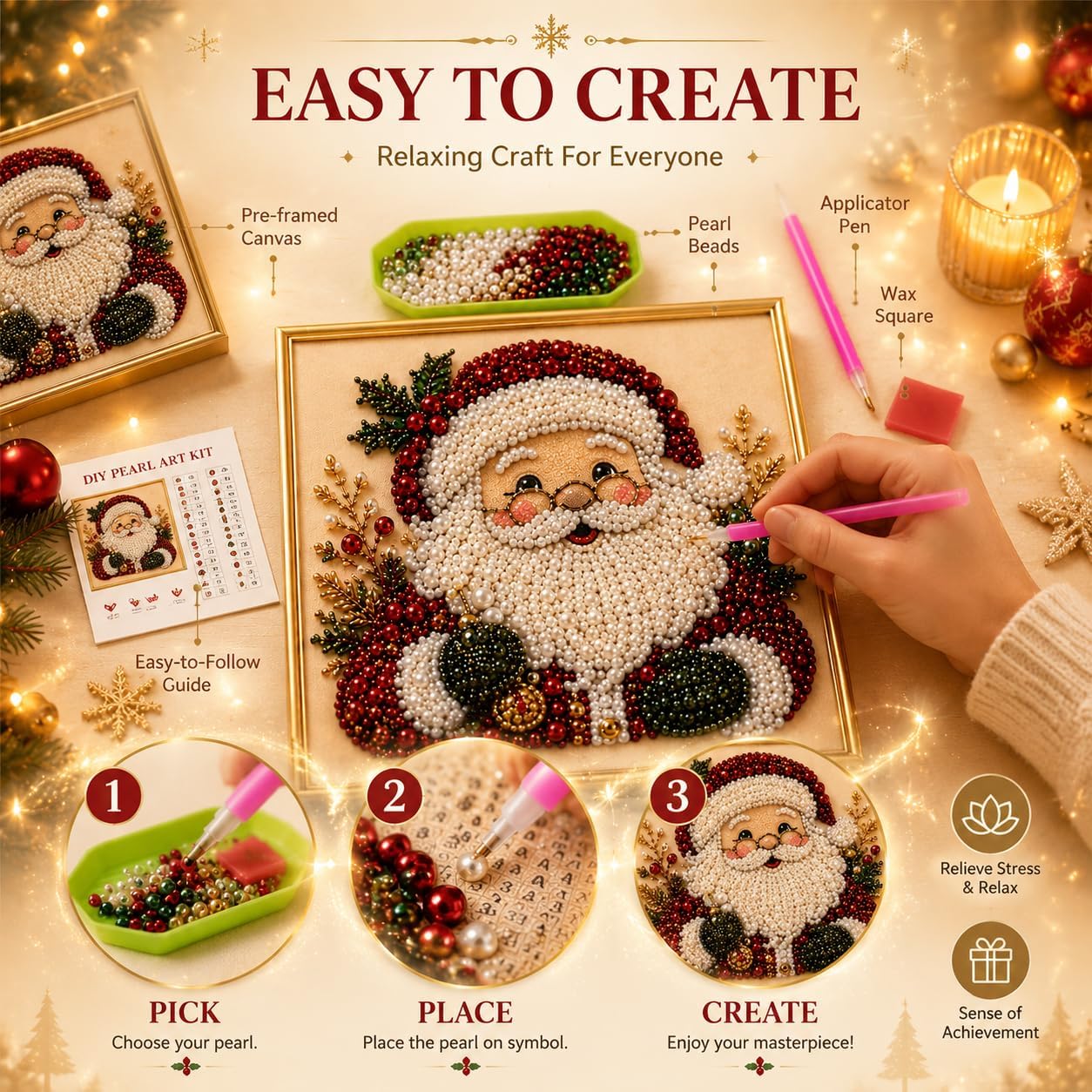 DIY Christmas Pearl Diamond Pa - đánh giá và giá Art Craft For Adults