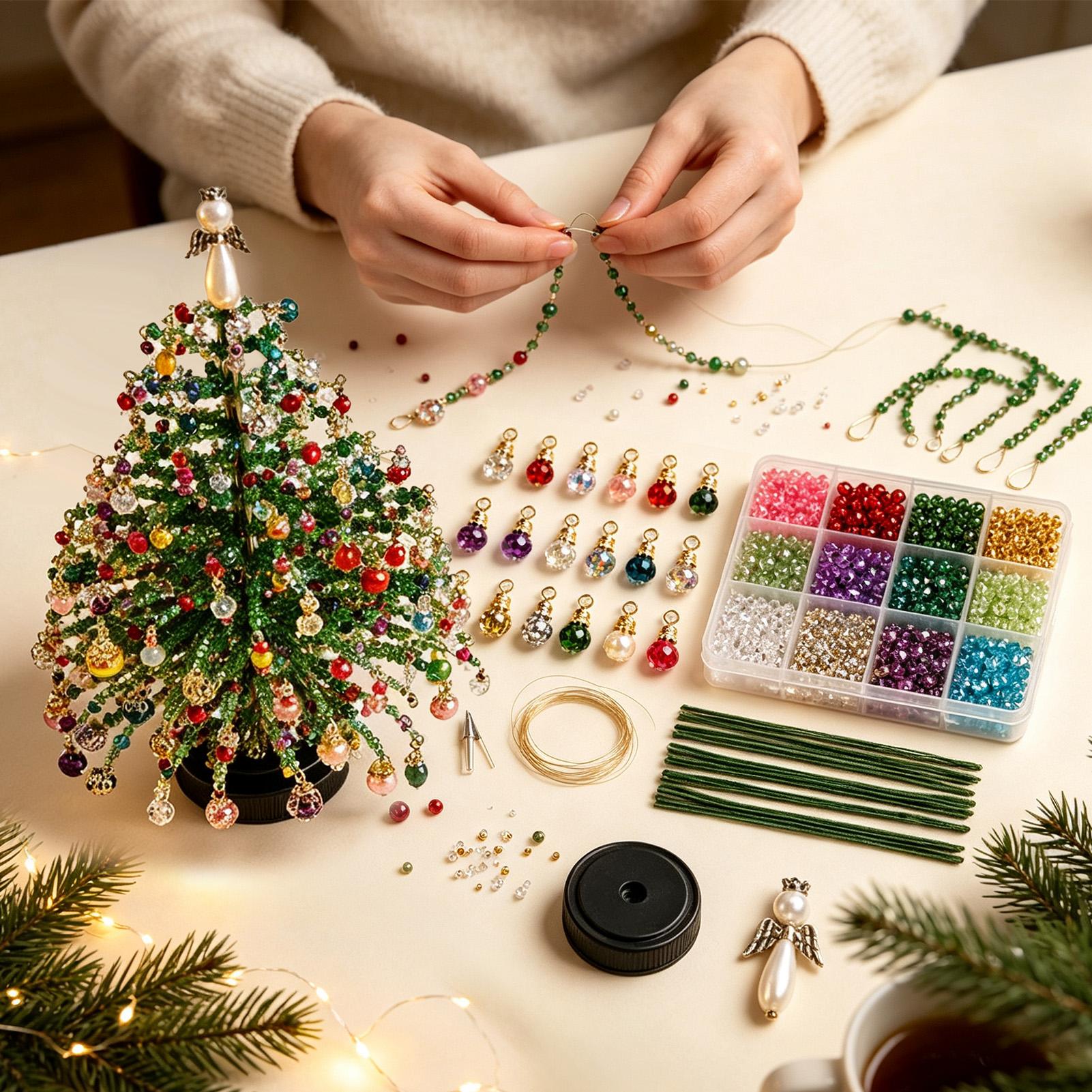 Miniature Beaded Christmas Tre - đánh giá và giá Art Craft Holiday